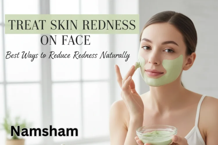 Calming skincare routine to treat skin redness on face using gentle and soothing products