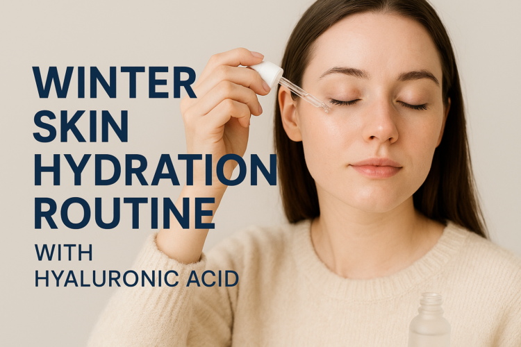 Woman applying Hyaluronic acid serum as part of Winter Skin Hydration Routine