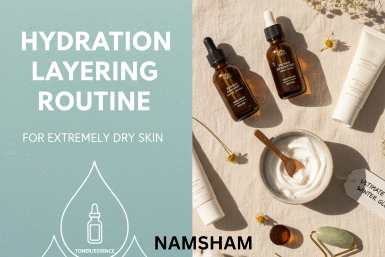 “Hydration layering routine for extremely dry skin using glycerin, panthenol, and multi-weight hyaluronic acid