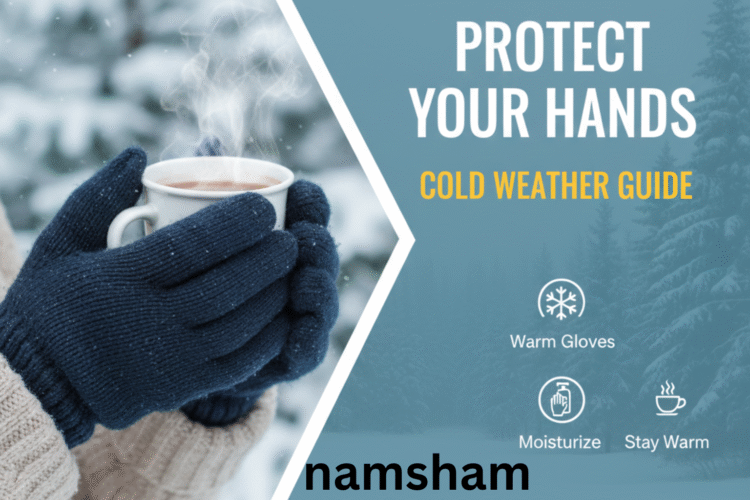 “Winter hand care guide showing soft moisturized hands with cream for preventing dryness and cracks